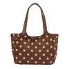 2026 Nuevo Bolso Tote de Gamuza y Terciopelo con Lunares Estilo Coreano Retro Gran Capacidad Bolso de Hombro y Mano Casual para Viajes Cien