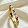 En Stock Suministro Directo de Fábrica Pulsera de Esmalte Flor de Cerezo, Pulsera Multicolor de Esmalte Fino con Goteo, Accesorio Diario para Niñas, Venta al por Mayor