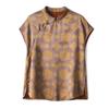Camisa Cheongsam de Seda de Morera con Patrón de Nube Roja Xiangyunsha Nuevo Estilo Chinoiserie Verano para Mujer Elegante