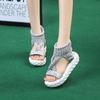Sandálias femininas de sola grossa e plataforma com sola de lã tricotada, mais vendidas no AliExpress, sapatos femininos para estudantes, todos os tipos de combinações