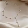 Colar Longo de Pérolas com Flor de Zircônia Super Brilhante Estilo Coreano Ins, Corrente de Pescoço de Nicho de Luxo Leve, Acessório de Personalidade Elegante e Moderno