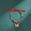 Pulseira Ajustável de Cordão Cinco Cores com Pingente de Borla de Zongzi Pequeno para o Festival do Barco-Dragão, Fio Vermelho Artesanal DIY Atacado