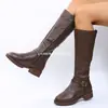 Botas largas de mujer con cremallera transfronterizas europeas y americanas, botas de equitación estilo europeo y americano primavera/otoño 2026, venta al por mayor de botas de mujer, tallas grandes