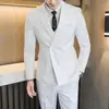 Traje Traje para Hombre Nuevo Traje de Negocios Cruzado Estilo Coreano para Hombre Traje Ajustado Chaleco Pantalones Traje de Tres Piezas para Hombre