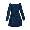 Atacado de roupas femininas transfronteiriço 2026 outono novo vestido de um ombro com mangas compridas, puro e sexy, vestido bodycon de renda que afina a cintura