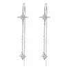 Pendientes de Estrella Brillante de Ocho Puntas para Mujer, Estilo Coreano y Japonés, Cadena para Oreja con Borla de Pedrería, Pendientes Largos de Estrella de Zirconia de Moda