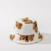 Chapéu de pescador de lã de cordeiro Ursinho para homens e mulheres outono e inverno Novo chapéu de balde de pelúcia chapéu fofo de desenho animado chapéu versátil moda de comércio exterior