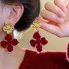 Oferta Especial 2025 Novos Brincos de Flor de Veludo Vermelho para Mulheres, Novo Estilo Popular, Brincos de Ouro de Alta Qualidade, Brincos Exclusivos de Luxo Leve