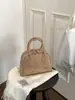 Bolsa de mão retrô em camurça para outono e inverno, bolsa estilo bowling niche coreana, bolsa Boston, bolsa de ombro versátil, bolsa pequena transversal para mulheres