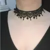 Accesorios Temáticos Oscuros para Adultos, Gargantilla de Encaje Negro, Joyería de Cristal, Cadena para Clavícula Hecha a Mano, Collar Peculiar para Cosplay