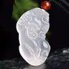 Colgante de Calcedonia Blanca Transparente Natural de Guanyin Collar con Tallado de Ágata de Jade Joyería Regalo Venta al por Mayor Disponible