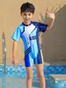 Nuevo traje de baño para niños, traje de baño de una pieza para niño, línea simple, traje de baño guapo, traje de baño para playa y surf