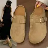 Novos Sapatos Birkenstock Retrô Primavera e Verão Meio-Chinelos Fechados Sandálias de Solado Grosso Slip-On Outdoor para Mulheres Sapatos Individuais Pessoa Preguiçosa