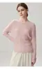 Nuevo Suéter de Punto Fino con Lentejuelas y Cachemir para Otoño/Invierno Cuello Redondo Manga Larga para Mujer Hueco de Ganchillo Holgado Camiseta Base Superior