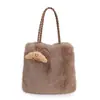 Bolso Tote de Peluche de Gran Capacidad para Viajes Diarios de Mujer 2025 Otoño Nuevo Casual Simple Estilo Extranjero Bolso de Hombro Único