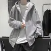 Sudadera con capucha de peso pesado talla grande para hombre, Otoño e Invierno, Terciopelo Engrosado, Color Sólido, Cárdigan Básico, Chaqueta, Marca de Moda