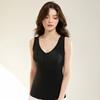 Colete Térmico de Seda Outono e Inverno Cor Pura Camiseta Segunda Pele Decote V Gola Quadrada Ajuste Slim Confortável Vestível Lingerie Sem Costura para Mulheres
