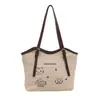 Moda Verão 2025 Bolsa Grande de Tecido Feminina para Férias Viagem Trabalho Bolsa de Ombro Bolsa Tote de Palha Colorida Contrastante