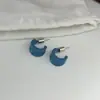 Pendientes Minimalistas y Frescos de Aro Redondo Pintura al Óleo Forma de C Colores Caramelo Estilo Ins Juvenil Versátiles Pendientes de Botón para Mujer