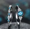 Anillo Sanjie Europeo y Americano Wish nueva moda todo-partido circón anillo de mujer cobre plateado micro-incrustado anillo de esmeralda