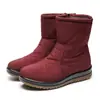 Botas de neve femininas, forradas com fleece, espessadas, impermeáveis, antiderrapantes, quentes, adequadas para mulheres de meia-idade e idosas, sapatos de algodão, botas de mãe, estilo inverno