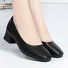 Zapatos de Trabajo de Punta Cuadrada para Mujer, Flats Negros de Tacón Grueso, Suela Suave, Tacón Medio, Cómodos para los Pies, Zapatos de Mujer de Punta Plana, Zapatos Profesionales para Mujer