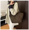 Bolso de Mano de Gran Capacidad Estilo Coreano, Bolso Tote de Tela Reversible Casual con Estampado de Leopardo, Bolso de Hombro Estampado de Moda Celebridad de Internet, Bolso para Mujer