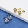 Brincos Europeus e Americanos Transfronteiriços Hip-Hop Nova Flor Diamante Completo Personalizados Joias Zircônia de Alta Qualidade Brincos Masculinos