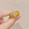 Anillo de oro antiguo de estilo antiguo con forma de huevo de paloma y trefilado para mujer, ligero, de lujo, de alta gama, con diamantes de edición ancha.
