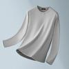 Camiseta de Manga Larga para Hombre de Algodón Mercerizado de Doble Cara con Amoniaco Líquido de Color Sólido Primavera y Otoño Peso Pesado Transpirable de Alta Gama Color Cálido Top para Hombre