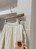 Saia Midi Patchwork Bege, Design Suave, Texturizada, Cintura Alta, para Mulheres, Novo Modelo Primavera 2026