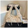 Bolso de Mano de Lujo Transfronterizo, Bolso Tote Pequeño Sencillo, Versátil para el Trabajo y las Compras, Bolso Cruzado Ligero y Exquisito para Mujer con Lazo