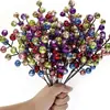 Fruta da Sorte Simulada Personalizada Cor Mista 12 Enfeites de Natal Fabricante Atacado Glitter 12 Frutas Cor Mista Vermelho e Branco Frutas Vermelhas