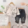 Conjunto de Lã para Meninos Tendência Crianças Colete Espesso Inverno 2025 Novo Conjunto Casual de Lã com Mangas Longas para Meninos