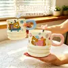 Taza de cerámica de oso suave y linda de dibujos animados para niños, taza para el hogar, taza para leche de desayuno, regalo promocional, recuerdo, vaso de agua