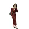 Elegante vestido suéter de punto estilo dama coreana, suave y femenino estilo Hong Kong, con cinturón en la cintura y falda ajustada al cuerpo