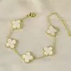 Pulsera Popular de Aleación con Trébol de Cuatro Hojas Transfronteriza para Mujer Estilo Ins Pulsera Sencilla de Flor de la Suerte Cadena de Moda Joyería