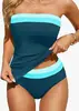 Bikini Nuevo Estilo Europeo y Americano 2027 con Bloques de Color para Mujer, Traje de Baño de Dos Piezas, Patchwork Multicolor, Bikini Sexy