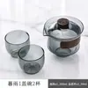 Tigela com tampa de vidro estilo japonês não esquenta xícara única transparente xícara de chá para chá conjunto de chá kung fu anti-quente bule de mão