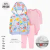Casaco com capuz de manga longa de lã para primavera e outono, com forro, para homens, mulheres e bebês, de comércio exterior, conjunto de três peças de roupa infantil, primeira geração de pelo
