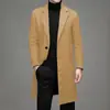 Abrigo de lana de longitud media ajustado estilo coreano para hombre de AliExpress, color liso de moda, gabardina de mezcla de lana para hombre de talla grande