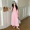 Vestido de Menina de Luxo, Novo Vestido Colete Estiloso Estilo Francês para Meninas, Vestido Rosa para Meninas Mais Velhas