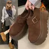 Zapatos Birkenstock de felpa con suela gruesa para mujer, nuevos mocasines vintage sin cordones otoño e invierno 2026, zapatos de algodón Birkenstock de doble uso que aumentan la altura