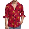 Nueva Camisa Hawaiana de Manga Larga Casual para Hombre Impresa en 3D Serie de Halloween de Comercio Exterior Más Vendida Transfronteriza