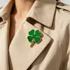 Broche de Trébol de Cuatro Hojas Irlandés Insignia de Esmalte de Aleación Pin de Trébol de la Suerte Accesorios para Ropa y Bolsas DIY