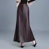Falda moderna y versátil de piel sintética para mujer, nueva colección otoño e invierno 2026, de cintura alta, corte ajustado, longitud media, estilo sirena bodycon