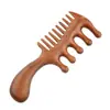 Peine de masaje de sándalo seda dorada engrosado de doble diente fino y grueso peine meridiano punto de acupuntura para mujeres cabello largo masaje peine de sándalo
