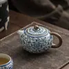 Tetera Xishi de Ru Kiln Azul y Envoltorio de Flores Zhilian para Té Hogar Cerámica Kung Fu Juego de Té Tetera Individual Alta Gama Gran Capacidad