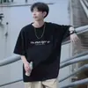 Camiseta Manga Curta Estilo Japonês Cityboy Marrom Masculina Verão 2024 Nova de Algodão Puro Solta Manga Meia Manga Top para Meninos