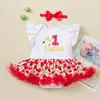 Atacado Transfronteiriço Roupas Infantis Verão Novo Vestido Princesa Aniversário Manga Voadora Vestido Estampado Tulipa Conjunto de Duas Peças